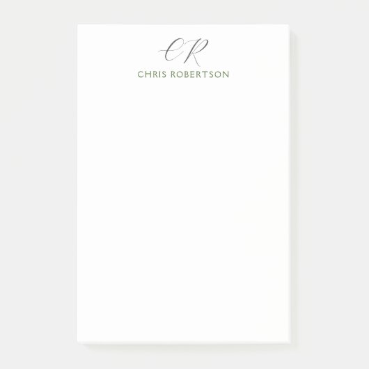 Kalligrafischer Monogrammname Schwarz-weißes benut Post-it Klebezettel (Vorderseite)