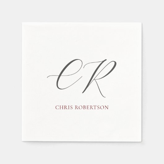 Kalligrafischer Monogrammname Schwarz-weißes benut Serviette (Vorderseite)