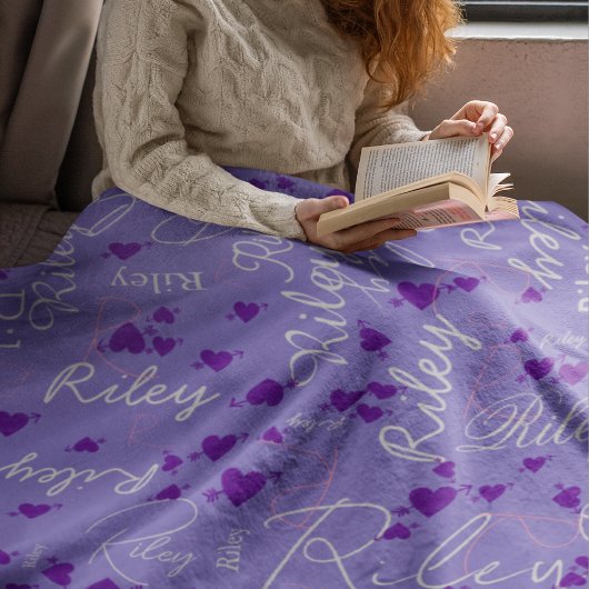 Kalligrafischer Name Anfangsherz Periwinkle Lila Fleecedecke