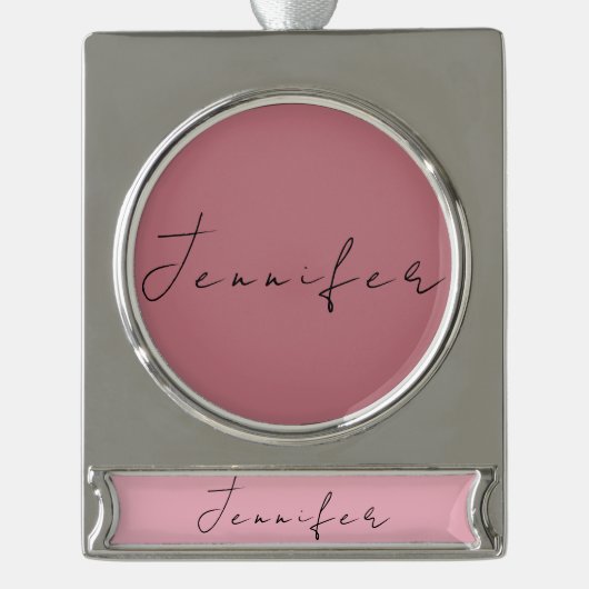 Kalligrafischer Name berufliches schlichtes Roseng Banner-Ornament Silber (Vorderseite)