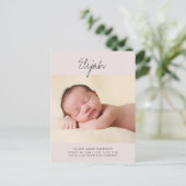 Kalligrafischer Name Rosa Geburtsankündigung 1 Fot Postkarte (Stehend Vorderseite)