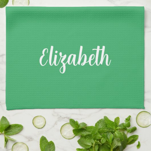 Kalligrafischer Name Template Sage Green Solid Col Geschirrtuch (Gefaltet)