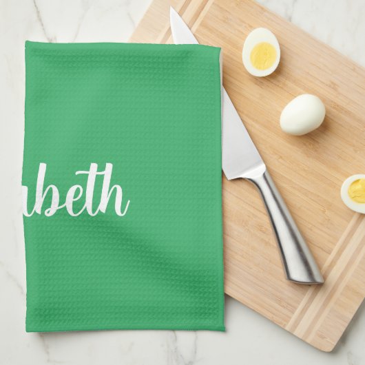 Kalligrafischer Name Template Sage Green Solid Col Geschirrtuch (Viertel Falte)