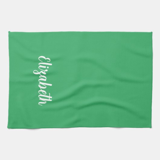 Kalligrafischer Name Template Sage Green Solid Col Geschirrtuch (Horizontal)