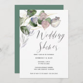 Kalligrafischer Polterabend Watercolor Eukalyptus Einladung (Vorne/Hinten)