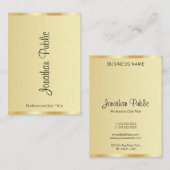 Kalligrafischer Skriptname Gold sehen modern verti Visitenkarte (Vorne/Hinten)