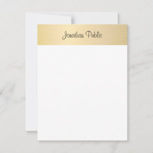 Kalligrafischer Skriptname Gold White Template Chi Mitteilungskarte