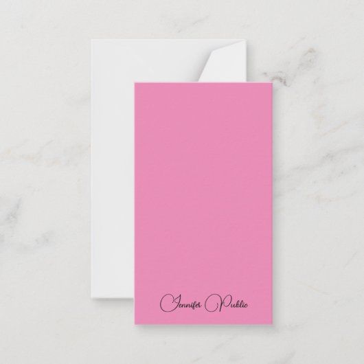 Kalligrafischer Skriptname Modernes Rosa und Aquam Mitteilungskarte (Vorderseite)