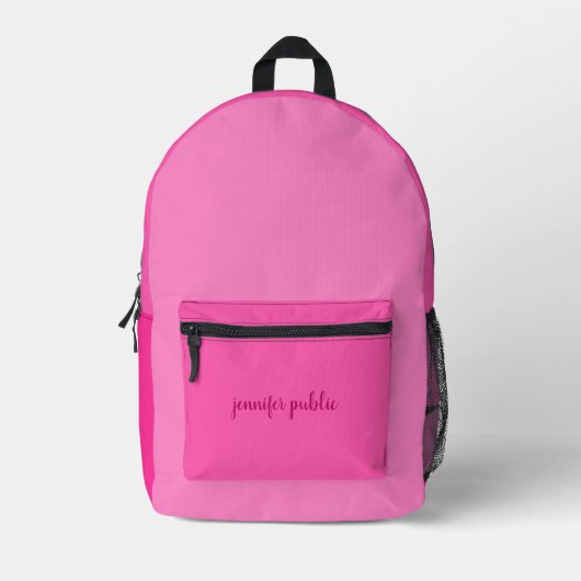 Kalligrafischer Skriptname Rosa Farbpalette Trendy Bedruckter Rucksack (Vorderseite)