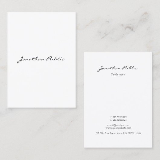 Kalligrafischer Skripttext Elegante Einfache Vorla Visitenkarte (Vorne/Hinten)