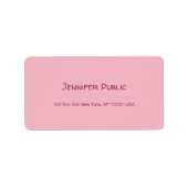 Kalligrafischer Skripttext Elegante Rosa Schlicht  Adressaufkleber (Vorne)