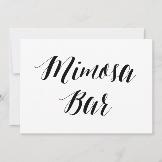 Kalligrafischer Stil "Mimosa Bar" Hochzeitszeichen Einladung (Vorderseite)