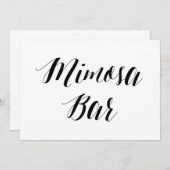 Kalligrafischer Stil "Mimosa Bar" Hochzeitszeichen Einladung (Vorne/Hinten)