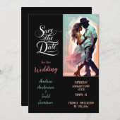 Kalligrafischer Tanz Kontrastfarben Foto Hochzeit Save The Date (Vorne/Hinten)