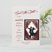 Kalligrafischer Tanz Kontrastfarben Foto Hochzeit Save The Date (Stehend Vorderseite)