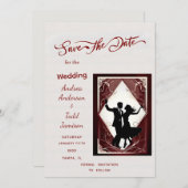 Kalligrafischer Tanz Kontrastfarben Foto Hochzeit Save The Date (Vorne/Hinten)