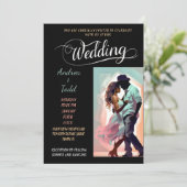 Kalligrafischer Tanz kontrastierende Farben Foto H Einladung (Stehend Vorderseite)