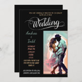 Kalligrafischer Tanz kontrastierende Farben Foto H Einladung (Vorne/Hinten)