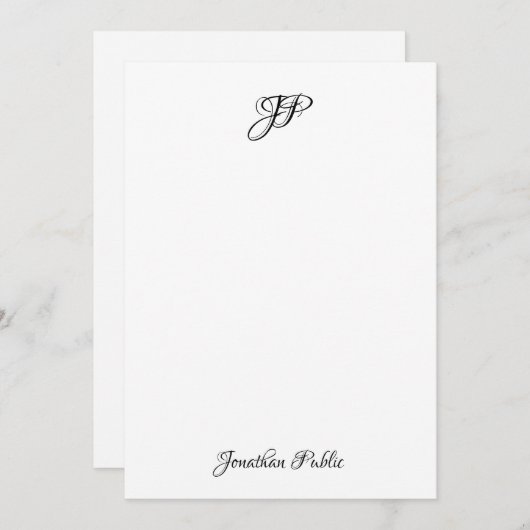 Kalligrafischer Text Eleganmonogramm Personalisier Mitteilungskarte (Vorne/Hinten)