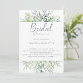 Kalligrafisches botanisches Brautparty Einladung (Stehend Vorderseite)