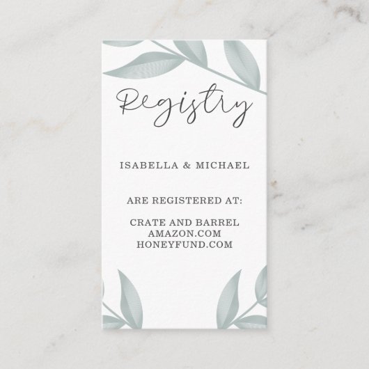 Kalligrafisches Botanisches Hochzeitsgeschenk Begleitkarte (Vorderseite)