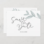 Kalligrafisches Botanisches Hochzeitsstichtum rett Ankündigungspostkarte (Vorne/Hinten)