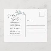 Kalligrafisches Botanisches Hochzeitsstichtum rett Ankündigungspostkarte (Rückseite)