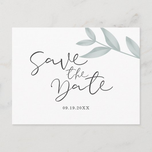 Kalligrafisches Botanisches Hochzeitsstichtum rett Ankündigungspostkarte (Vorderseite)