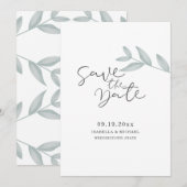 Kalligrafisches Botanisches Hochzeitsstichtum rett Save The Date (Vorne/Hinten)