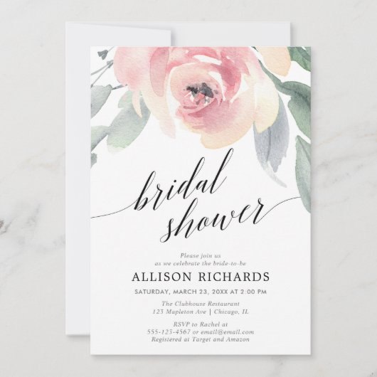 Kalligrafisches Brautparty Einladung (Vorderseite)