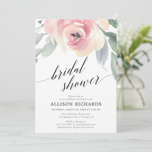 Kalligrafisches Brautparty Einladung (Stehend Vorderseite)