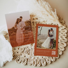 Kalligrafisches Foto Burnt Orange QR Code Hochzeit