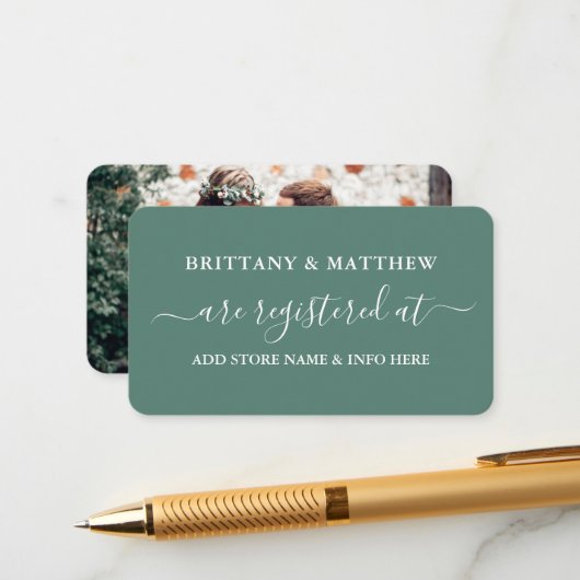 Kalligrafisches Foto Eucalyptus Green Begleitkarte (Vorderseite/Rückseite Beispiel)