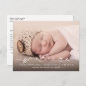 Kalligrafisches Foto Geburtsankündigung Postkarte (Vorne/Hinten)