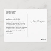 Kalligrafisches Foto Geburtsankündigung Postkarte (Rückseite)