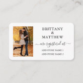 Kalligrafisches Foto Hochzeitregister Schwarz-weiß Begleitkarte (Vorderseite)