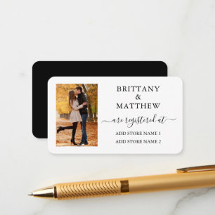 Kalligrafisches Foto Hochzeitregister Schwarz-weiß Begleitkarte