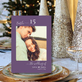 Kalligrafisches Foto Lila Hochzeit doppelseitig Tischnummer