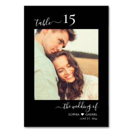 Kalligrafisches Foto Monogram Black Wedding Tischnummer