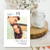 Kalligrafisches Foto Monogramm Hochzeit doppelseit Tischnummer