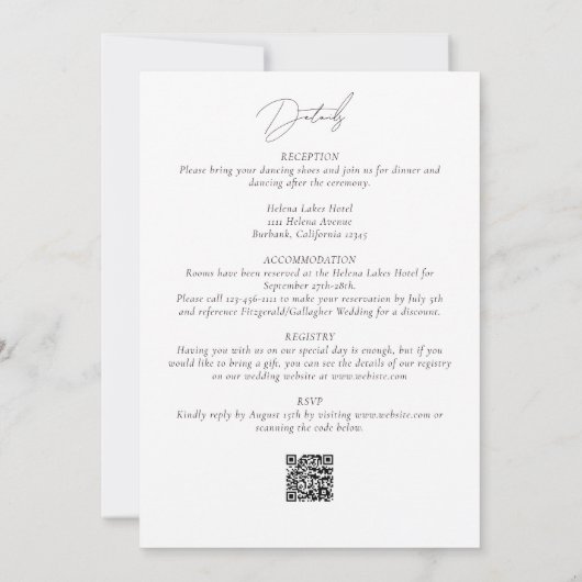 Kalligrafisches Foto QR-Code Einladung (Rückseite)