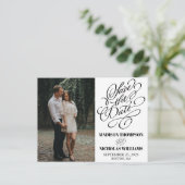 Kalligrafisches Foto Save the Date Postkarten (Stehend Vorderseite)