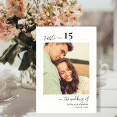 Kalligrafisches Foto Wedding Double Sided Tischnummer