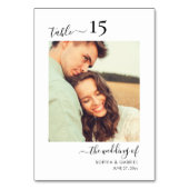 Kalligrafisches Foto Wedding Double Sided Tischnummer (Vorderseite)