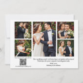 Kalligrafisches Herz 6 Fotos QR Code Hochzeit Dankeskarte (Rückseite)