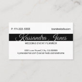 Kalligrafisches Herz Form Schwarz-Weiß-Initialen Visitenkarte (Rückseite)