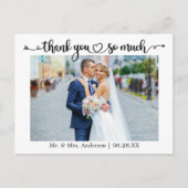 Kalligrafisches Herz Hochzeit danke Ihnen so viel Postkarte (Vorderseite)