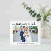 Kalligrafisches Herz Hochzeit danke Ihnen so viel Postkarte (Stehend Vorderseite)