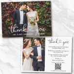 Kalligrafisches Herz Hochzeit QR Code 2 Foto Dankeskarte<br><div class="desc">Moderne Kalligrafie Herzschrift Hochzeitbride und Groom 2 Fotos Vielen Dank,  dass Sie Ihre Karte mit Ihrem QR Scan Code. Fügen Sie Ihre Hochzeitswebseite oder Ihre Social Media-Web-Adresse hinzu,  damit Ihre Gäste mehr von Ihren Hochzeitsalbum oder Ihre Hochzeitsalbum-Fotos oder Ihr Hochzeitsalbum online sehen können.</div>