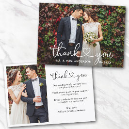 Kalligrafisches Herz Hochzeitbräunchen 2 Foto Dankeskarte